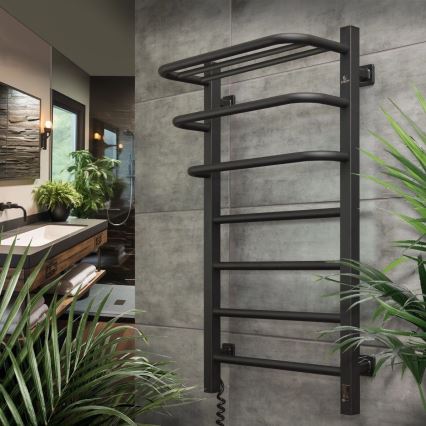 Elektrisk radiator för badrum med termostat FORTIS 350W/230V 80,6 cm IP44 svart vänster