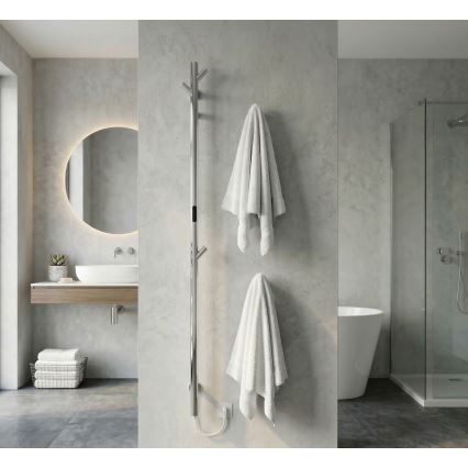 Elektrisk handdukstork i stångmodell, blank krom