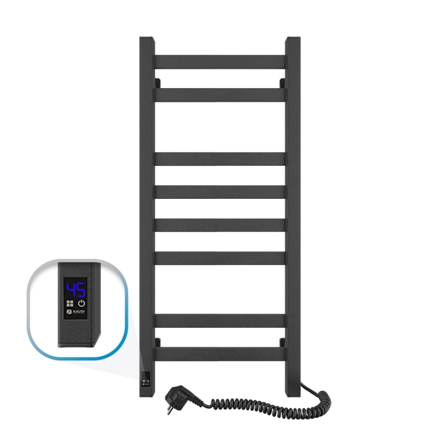 Elektrisk handdukstork med termostat AVANGARD 105 W 80x36 cm svart högerutförande