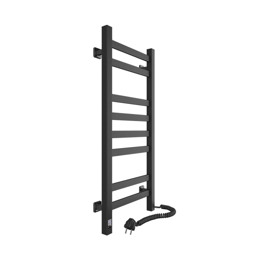 Elektrisk handdukstork med termostat AVANGARD 105 W 80x36 cm svart högerutförande