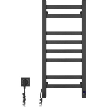 Elektrisk handdukstork med termostat AVANGARD 105W 80x36 cm, svart, vänster
