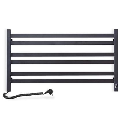 Elektrisk handdukstork med termostat AVANGARD 181W 50x90 cm, svart, vänster