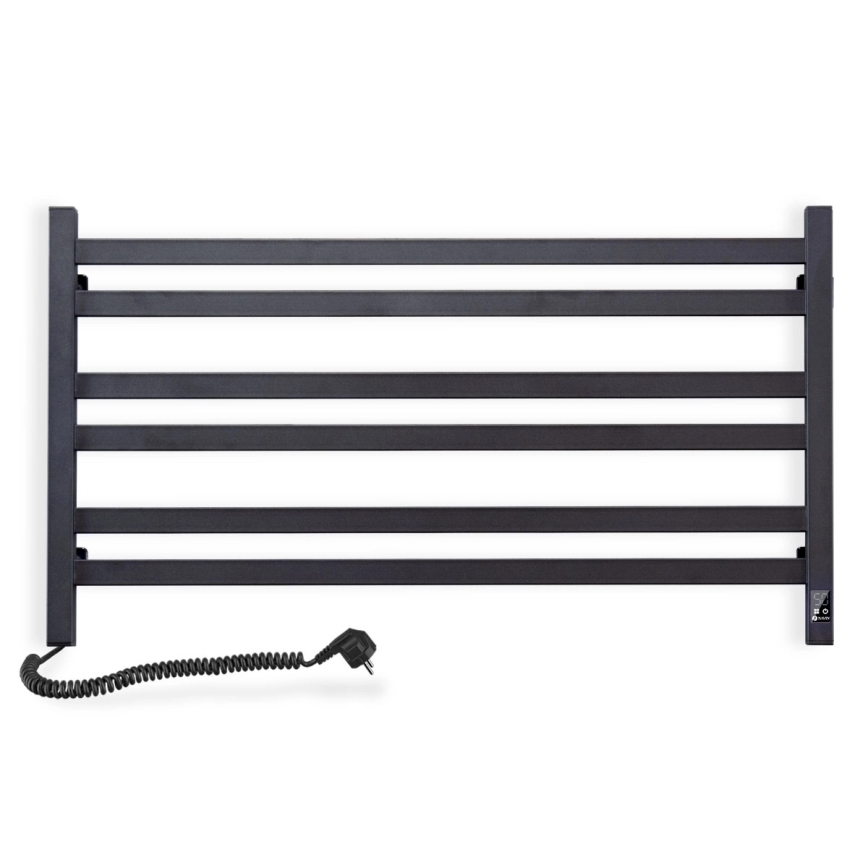 Elektrisk handdukstork med termostat AVANGARD 181W 50x90 cm, svart, vänster