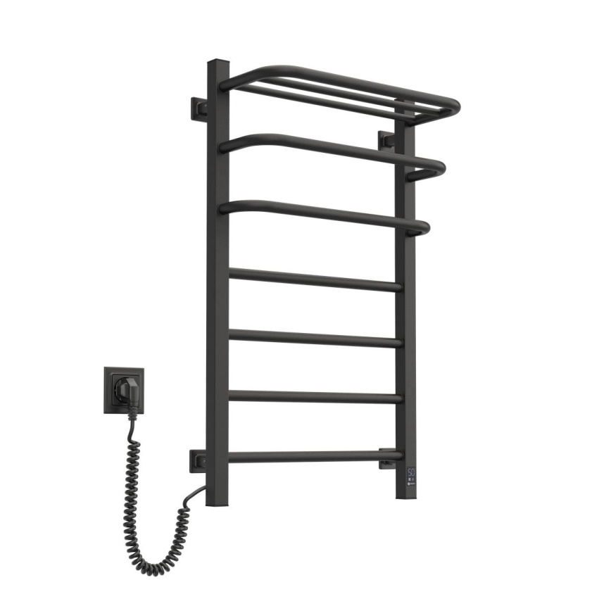 Elektrisk handdukstork med termostat FORTIS 155 W 80 x 48 cm, svart, högerutförande