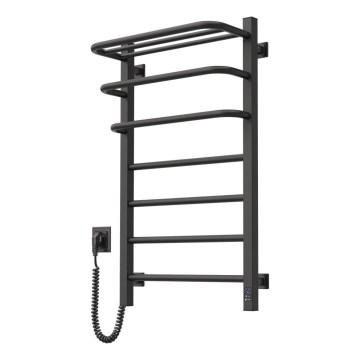 Elektrisk handdukstork med termostat FORTIS 155 W, 80x48 cm, svart, vänster