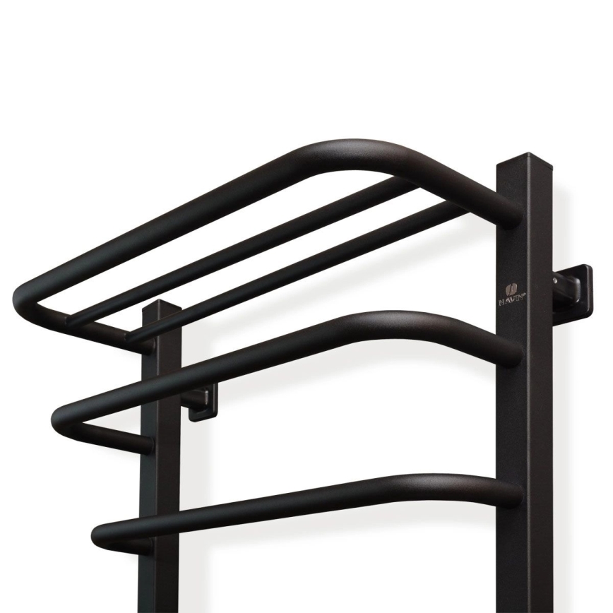 Elektrisk handdukstork med termostat FORTIS 155 W, 80x48 cm, svart, vänster