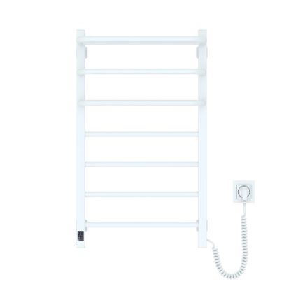 Elektrisk handdukstork med termostat FORTIS 155W 80x48 cm IP44 vit, höger