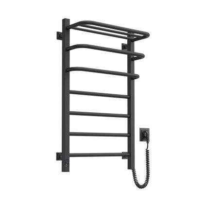 Elektrisk handdukstork med termostat FORTIS 155W 80x48 cm, svart, högerutförande