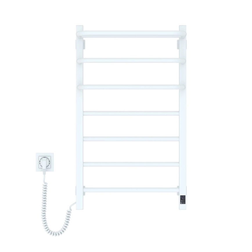 Elektrisk handdukstork med termostat FORTIS 155W 80x48 cm vit, vänsterutförande