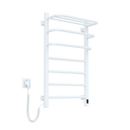 Elektrisk handdukstork med termostat FORTIS 155W 80x48 cm vit, vänsterutförande