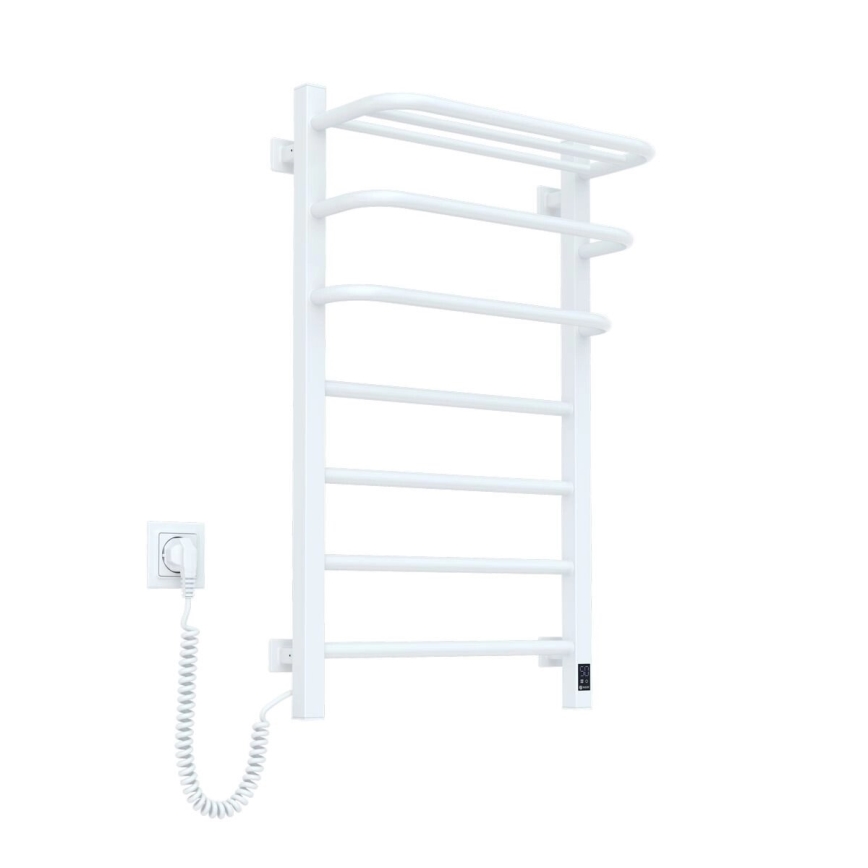 Elektrisk handdukstork med termostat FORTIS 155W 80x48 cm vit, vänsterutförande
