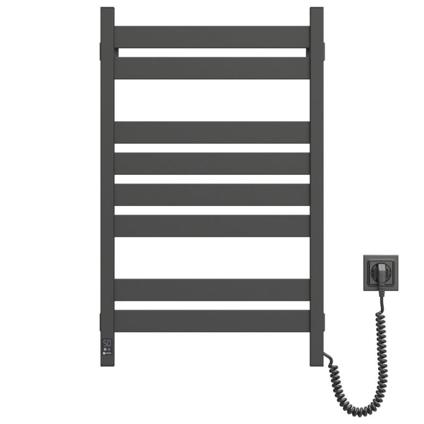 Elektrisk handdukstork med termostat LARGO 168W 80x50 cm, svart, högerutförande