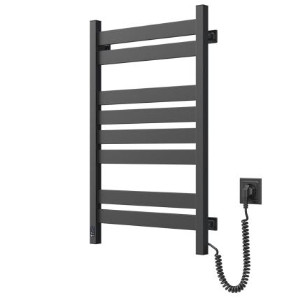 Elektrisk handdukstork med termostat LARGO 168W 80x50 cm, svart, högerutförande