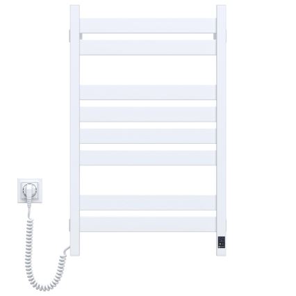 Elektrisk handdukstork med termostat LARGO 168W 80x50 cm, vit, vänsterutförande