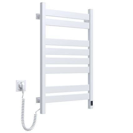 Elektrisk handdukstork med termostat LARGO 168W 80x50 cm, vit, vänsterutförande