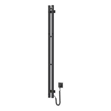 Elektrisk handdukstork med termostat SILOUETTE 106 W, 150 x 9 cm, svart, högerutförande