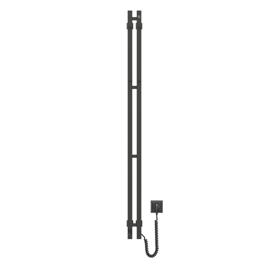 Elektrisk handdukstork med termostat SILOUETTE 106W 150x9 cm svart höger