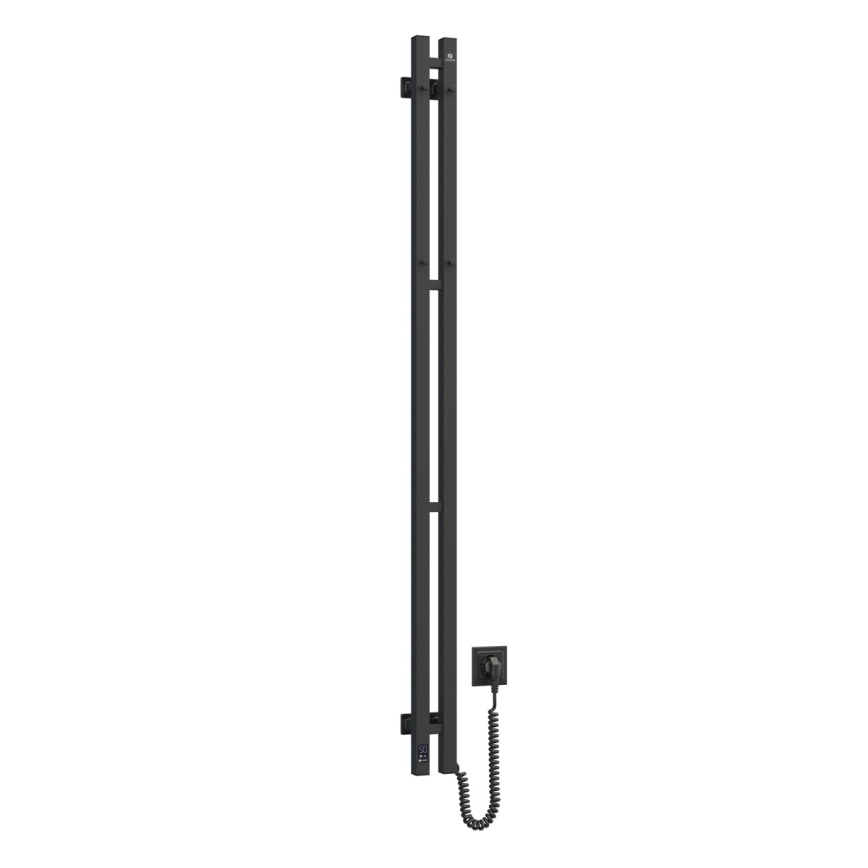 Elektrisk handdukstork med termostat SILOUETTE 106W 150x9 cm svart höger