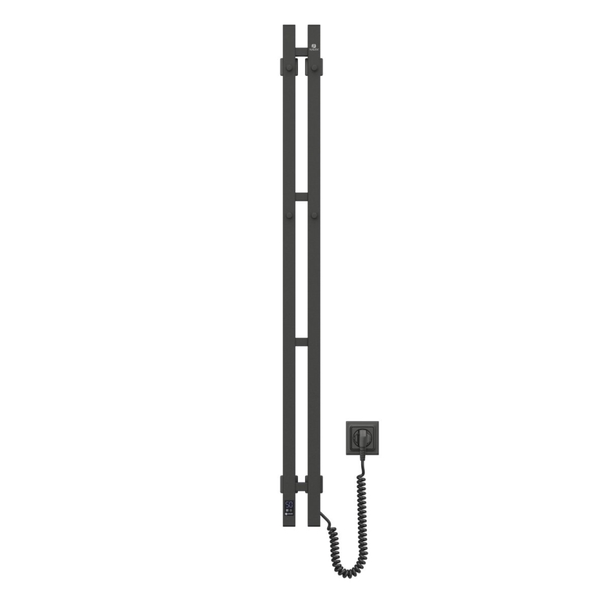 Elektrisk handdukstork med termostat SILOUETTE 70W 120x9 cm svart höger