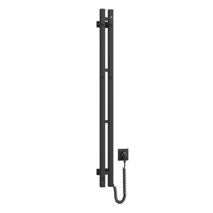 Elektrisk handdukstork med termostat SILOUETTE 70W 120x9 cm svart höger