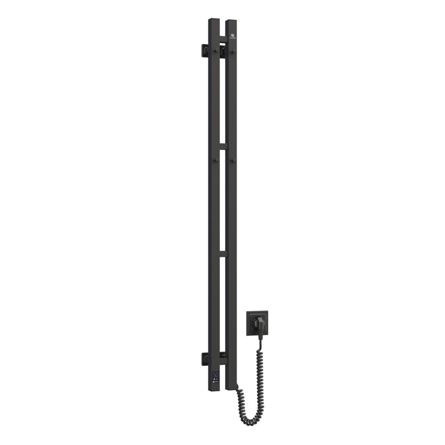 Elektrisk handdukstork med termostat SILOUETTE 70W 120x9 cm svart höger