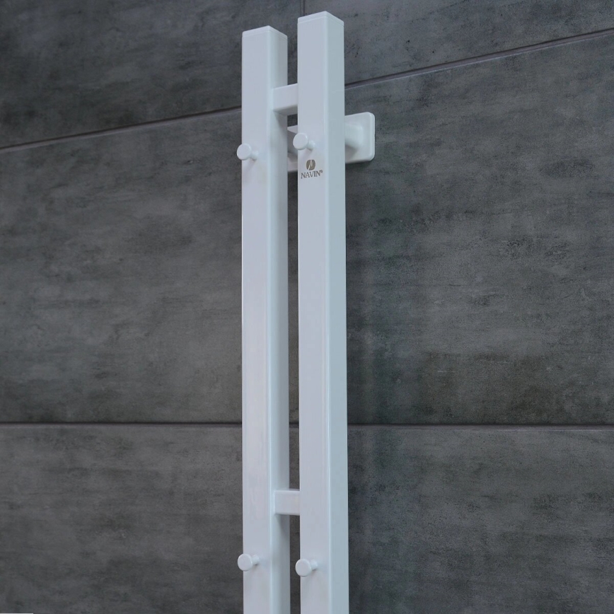Elektrisk handdukstork med termostat SILOUETTE 70W 120x9 cm vit höger