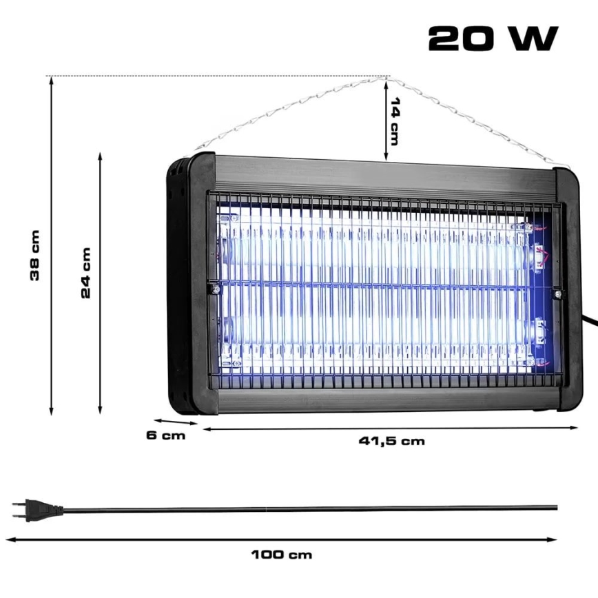 Elektrisk insektsfångare 2x10W/230V 100 m²