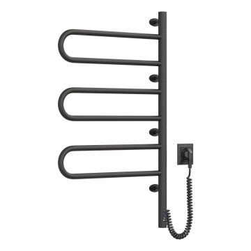Elektrisk roterbar handdukstork med termostat FOUETTE 100W 80x49 cm svart