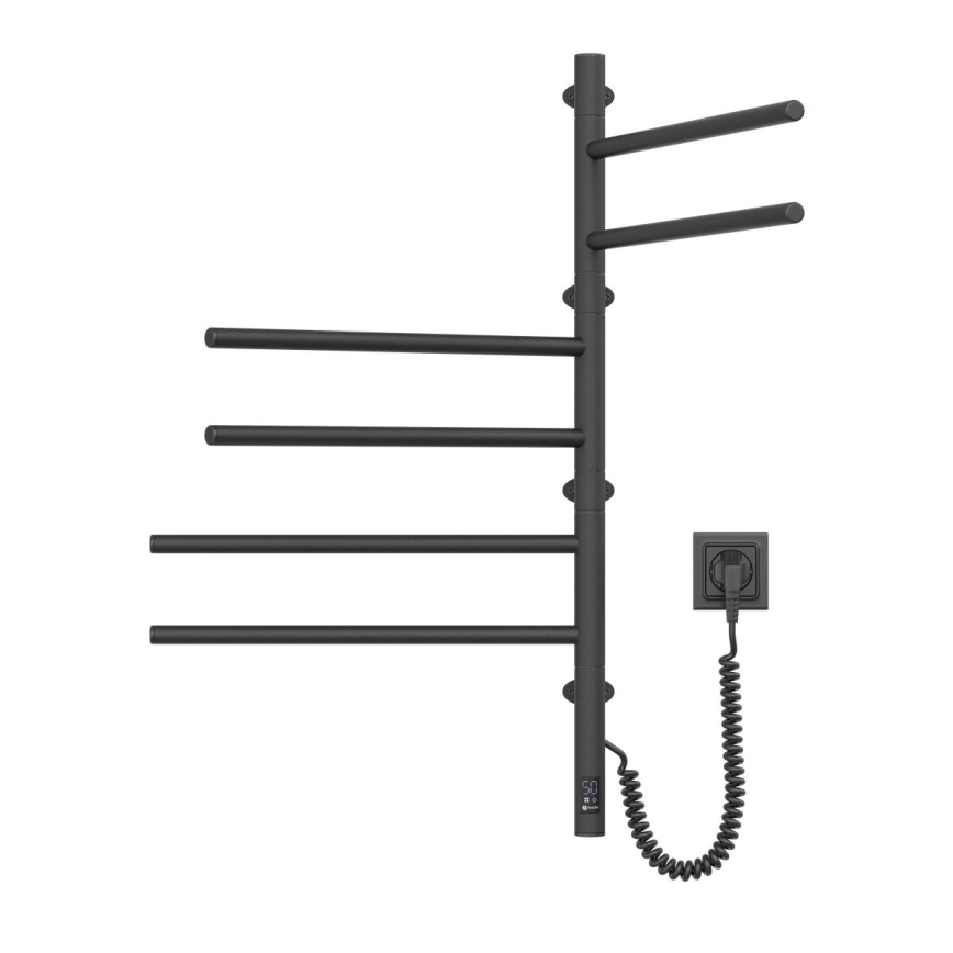 Elektrisk vridbar handdukstork med termostat ARABESQUE 105W 82x49 cm  svart