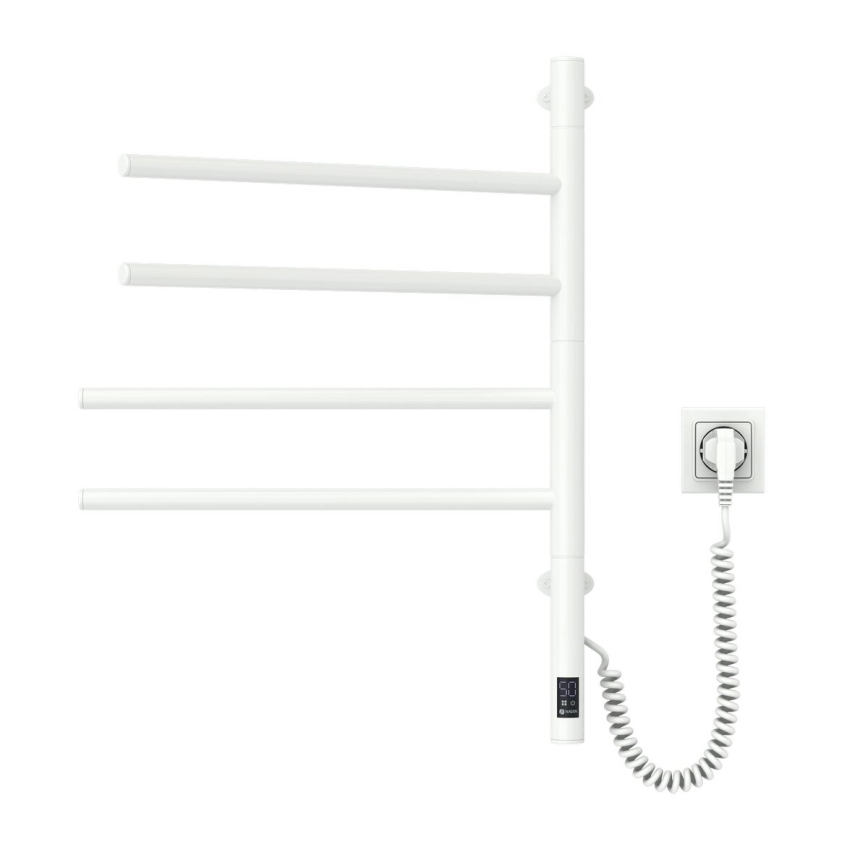 Elektrisk vridbar handdukstork med termostat ARABESQUE 60 W, 65 x 49 cm, vit
