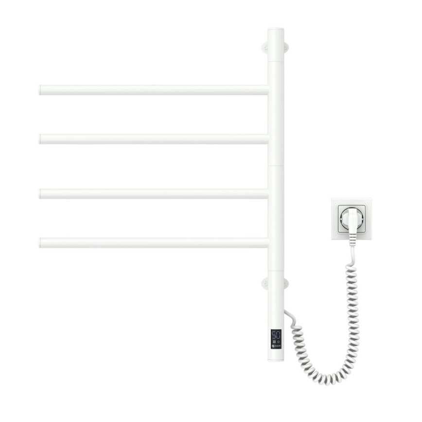Elektrisk vridbar handdukstork med termostat ARABESQUE 60 W, 65 x 49 cm, vit