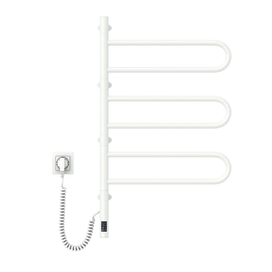 Elektrisk vridbar handdukstork med termostat FOUETTE 100W 80X49 cm  vit