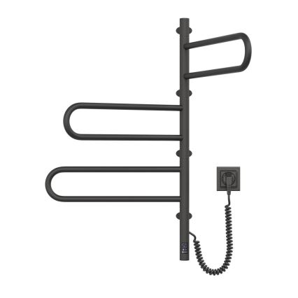 Elektrisk vridbar handdukstork med termostat FOUETTE 120W 80x49 cm  svart