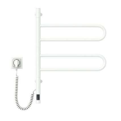 Elektrisk vridbar handdukstork med termostat FOUETTE 60W 65X49 cm vit