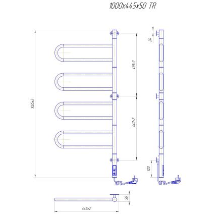 Elektrisk roterande handdukstork TRISTAR 105W/230V 100x44,5 cm IP44 rostfritt stål/svart