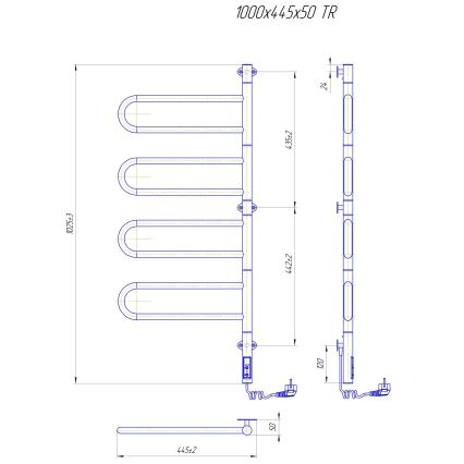 Elektrisk vridbar handdukstork TRISTAR 105W/230V 100x44,5cm IP44 rostfritt stål/polerad krom