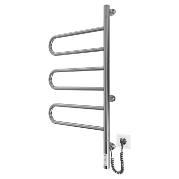 Elektrisk vridbar handdukstork TRISTAR 80W/230V, 82,5 x 44,5 cm, IP44, rostfritt stål/blank krom