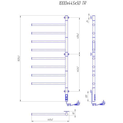 Elektrisk vridbar handdukstork VEER 95W/230V 100x44,5 cm rostfritt stål/blank krom