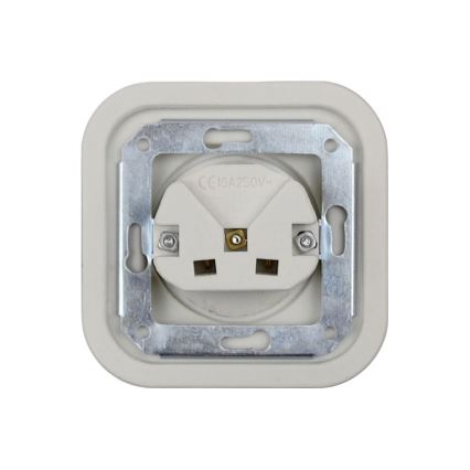 Elhard - Dubbel keramisk retrovägguttag för hemmet med ram SCHUKO 230V vit