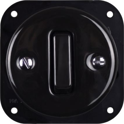 Elhard - Keramisk retro enkel strömbrytare med ram nr 1 svart