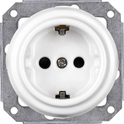 Elhard - Keramisk retroströmbrytare nr 1 och 230V-uttag med SCHUKO-ram, vit