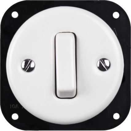 Elhard - Keramisk retroströmbrytare nr 1 och 230V-uttag med SCHUKO-ram, vit