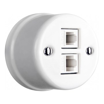 Elhard - Keramiskt retro dataruttag 2x RJ45, vitt