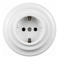 Elhard - Keramiskt retro vägguttag med ram för hemmabruk, SCHUKO 230V, vitt