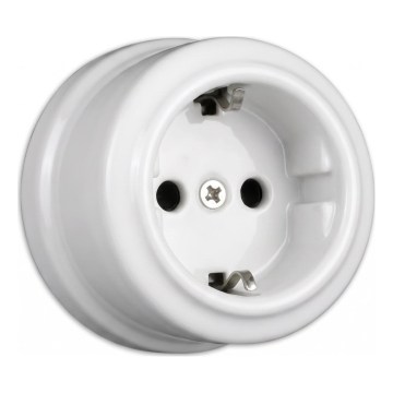 Elhard - Keramiskt retrovägguttag för hemmet SCHUKO 230V vitt