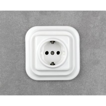 Elhard - Keramiskt retrovägguttag utan ram SCHUKO 230V vit