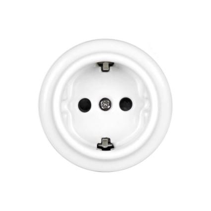 Elhard - Retro vägguttag i keramik för hemmet SCHUKO 230 V, vitt