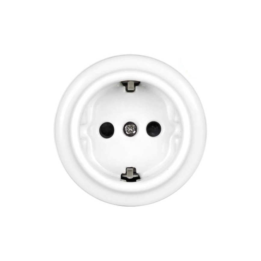 Elhard - Retro vägguttag i keramik för hemmet SCHUKO 230 V, vitt