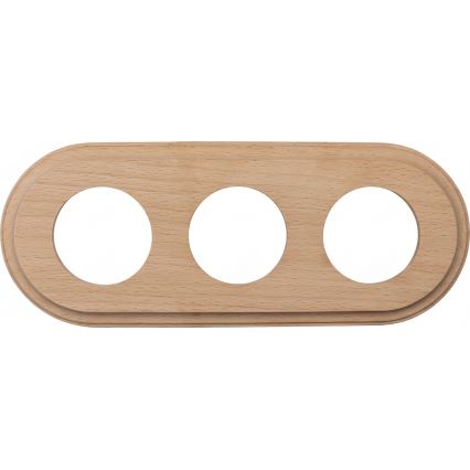 Elhard - Trippelt keramiskt retro vägguttag för hemmet med ram SCHUKO 230V svart/ljust trä