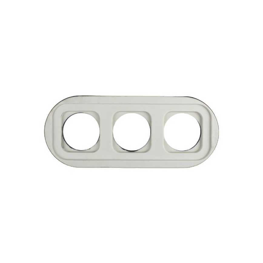 Elhard - Trippel keramikuttag i retrostil för hemmet med ram, SCHUKO 230V, vit